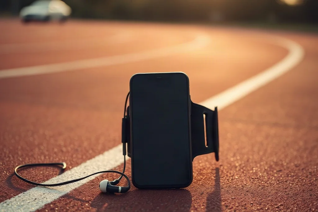 Pessoa segurando smartphone com interface de apostas em movimento