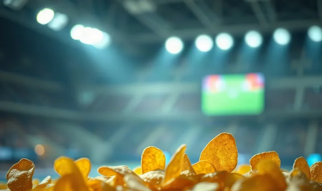 Estádio moderno com torcida e iluminação noturna